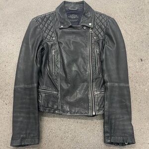 All saints quilted leather biker jacket